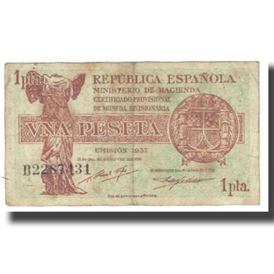 Billete,
1 Peseta,
1937