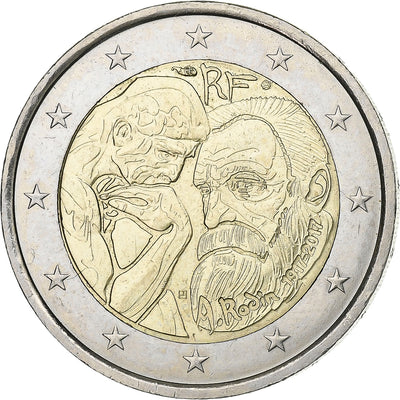 Francia, 
            
               2 Euro, 
            
               Centenaire du décès d'Auguste Rodin