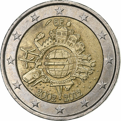 Bélgica, 
            
               2 Euro, 
            
               10 ANS DE L'EURO