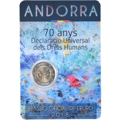 Andorra, 
            
               2 Euro, 
            
               70 ans de la déclaration universelle des droits de l'homme