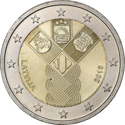 Letonia, 
            
               2 Euro, 
            
               100th Anniversary of the Baltic States