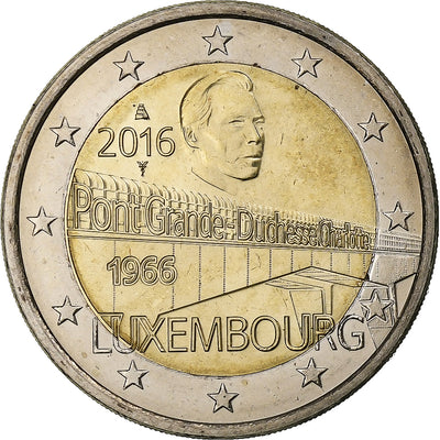 Luxemburgo, 
            
               2 Euro, 
            
               50 Years of Grand Duchess Charlotte Bridge