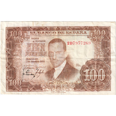 España, 
            
               100 Pesetas, 
            
               1953-04-07