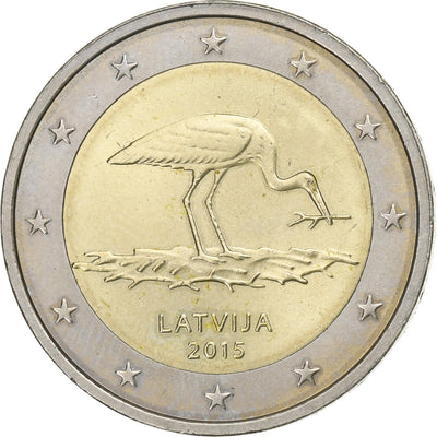 Letonia, 
            
               2 Euro, 
            
               Cigogne