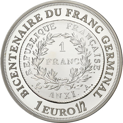 Francia, 
            
               1 1/2 Euro, 
            
               Bicentenaire du franc germinal