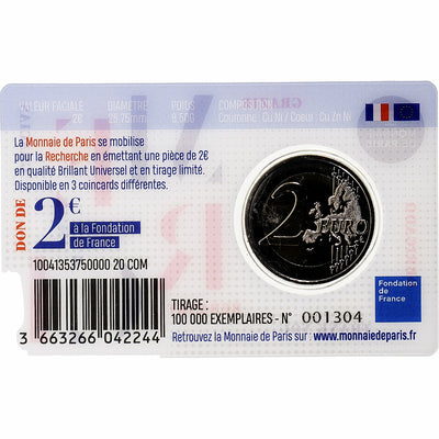 Francia, 
            
               2 Euro, 
            
               Recherche médicale