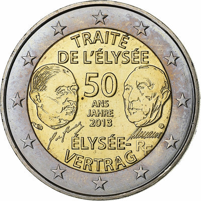 Francia, 
            
               2 Euro, 
            
               50 ans du traité de l'Élysée