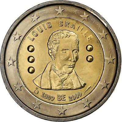 Bélgica, 
            
               2 Euro, 
            
               Louis Braille