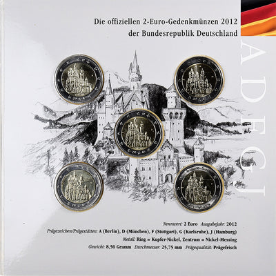 Alemania, 
            
               2€ x 5, 
            
               Neuschwanstein Castle