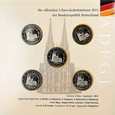 Alemania, 
            
               2€ x 5, 
            
               Kölner Dom