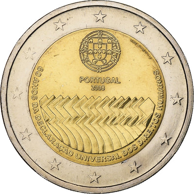 Portugal, 
            
               2 Euro, 
            
               60 ans de la déclaration universelle des droits de l'homme