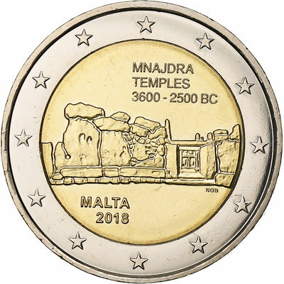 Malta, 
            
               2 Euro, 
            
               Mnajdra temples