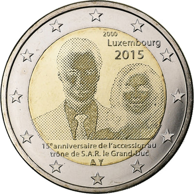 Luxemburgo, 
            
               2 Euro, 
            
               15th Anniversary - Accession to the Luxembourg Throne