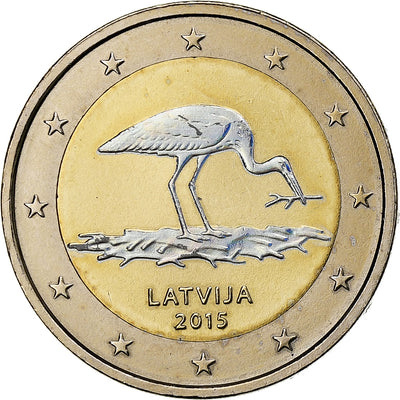 Letonia, 
            
               2 Euro, 
            
               Black Stork