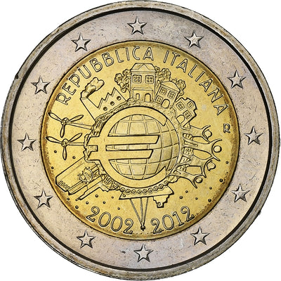 Italia, 
            
               2 Euro, 
            
               10 Years of Euros Cash