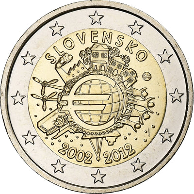 Eslovaquia, 
            
               2 Euro, 
            
               10 Years of Euros Cash