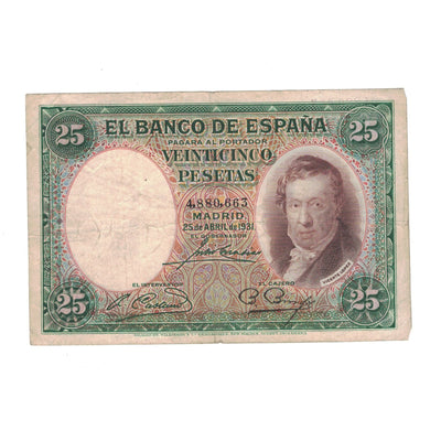 Billete, 
            
               25 Pesetas, 
            
               1930