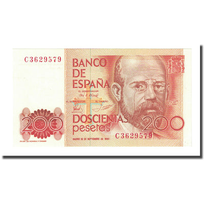 Billete, 
            
               200 Pesetas, 
            
               España