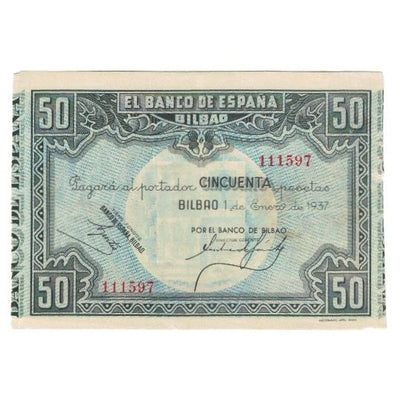 Billete, 
            
               50 Pesetas, 
            
               1937