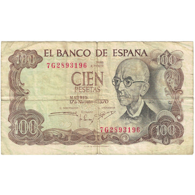 Billete, 
            
               100 Pesetas, 
            
               1970 (1974)