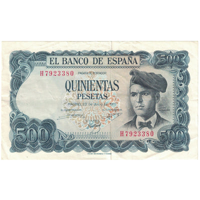 Billete, 
            
               500 Pesetas, 
            
               1971