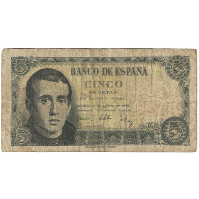 Billete, 
            
               5 Pesetas, 
            
               España