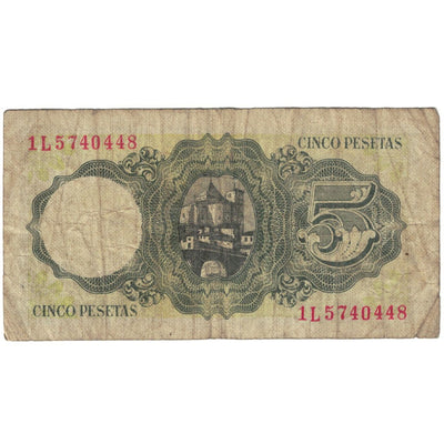 Billete, 
            
               5 Pesetas, 
            
               España