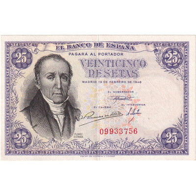 España, 
            
               25 Pesetas, 
            
               1946-02-19