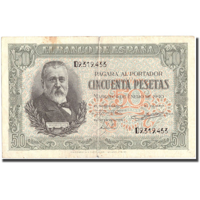 Billete, 
            
               50 Pesetas, 
            
               1940