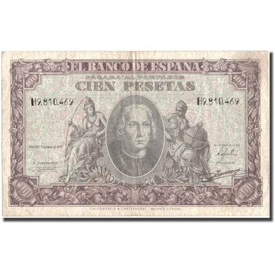 Billete, 
            
               100 Pesetas, 
            
               1940