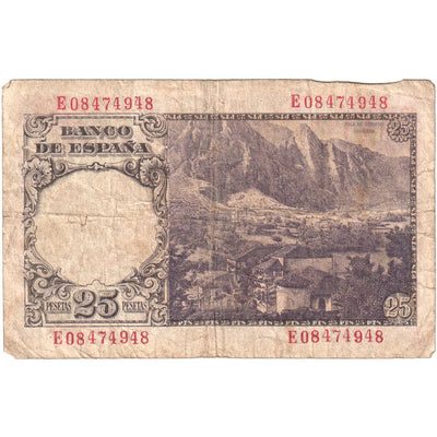 Billete, 
            
               25 Pesetas, 
            
               España