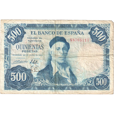 España, 
            
               500 Pesetas, 
            
               1954-07-22