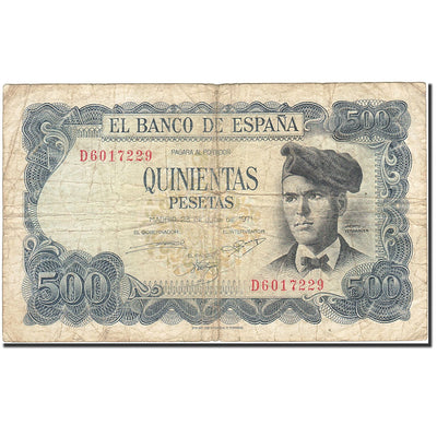 Billete, 
            
               500 Pesetas, 
            
               1970-1971