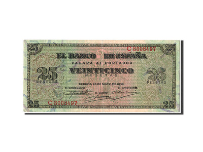 Billete, 
            
               25 Pesetas, 
            
               1938