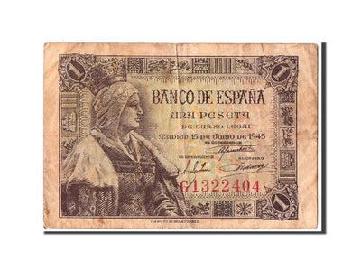 Billete, 
            
               1 Peseta, 
            
               1945