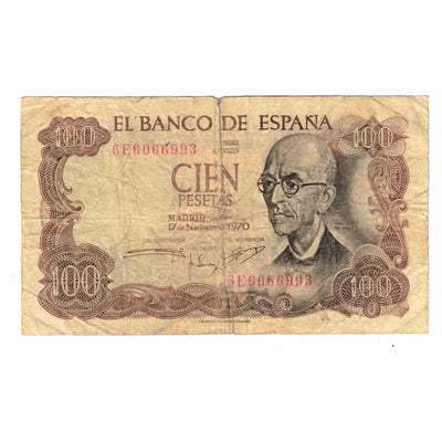 Billete, 
            
               100 Pesetas, 
            
               1970