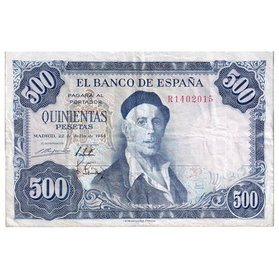 Billete, 
            
               500 Pesetas, 
            
               1954