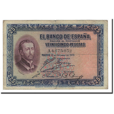 Billete, 
            
               25 Pesetas, 
            
               1926