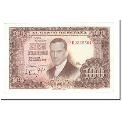 Billete, 
            
               100 Pesetas, 
            
               1955