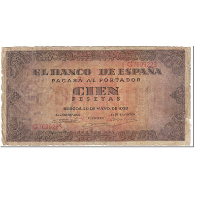 Billete, 
            
               100 Pesetas, 
            
               1938