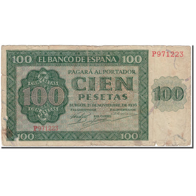 Billete, 
            
               100 Pesetas, 
            
               1936