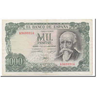 Billete, 
            
               1000 Pesetas, 
            
               1971