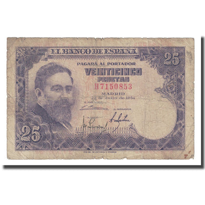 Billete, 
            
               25 Pesetas, 
            
               1954