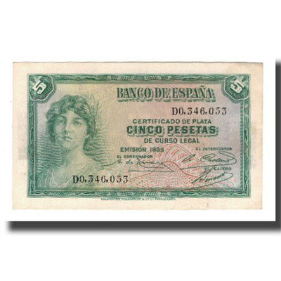 Billete, 
            
               5 Pesetas, 
            
               1935 (1936)