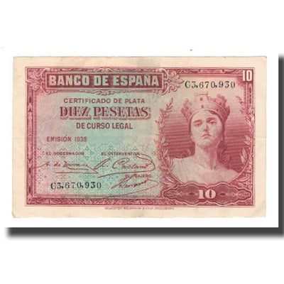 Billete, 
            
               10 Pesetas, 
            
               1935 (1936)