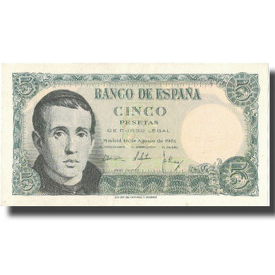 Billete, 
            
               5 Pesetas, 
            
               1951