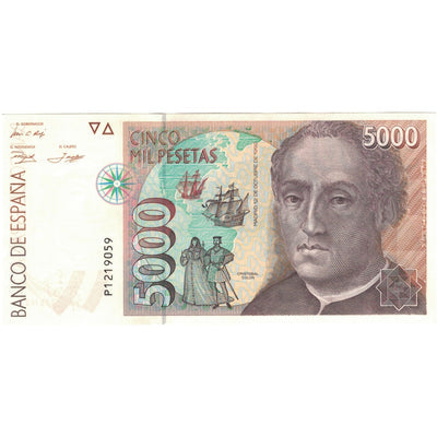 Billete, 
            
               5000 Pesetas, 
            
               1992