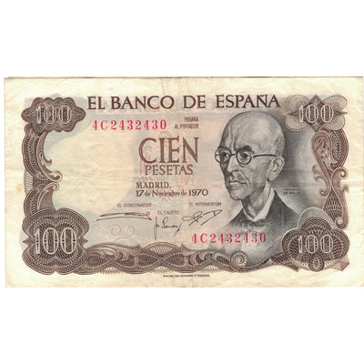 Billete, 
            
               100 Pesetas, 
            
               1970-1971